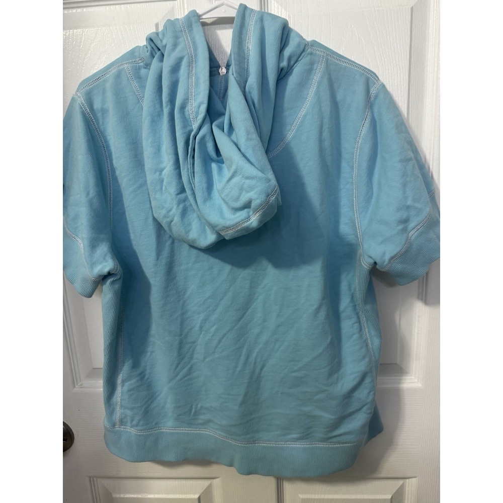 Vintage Disney Tinkerbell Blue Women's Short Sleeve Hoodie Sz XL Pullover - Picture 6 of 11